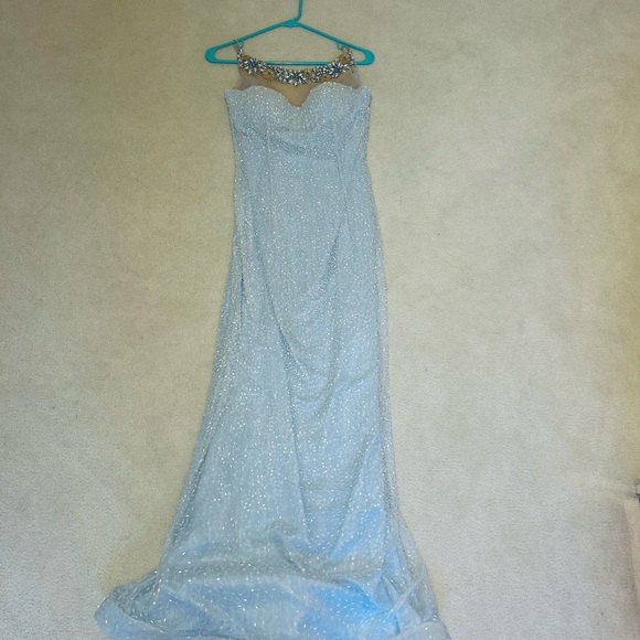 Sherri Hill blue sequence full length gown size 8. - Picture 6 of 12